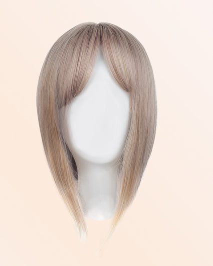 hair topper with bangs 12" ash blonde.