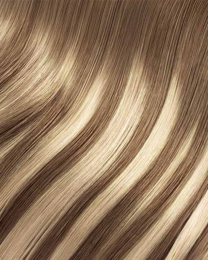 halo one-step hair extensions rooted beige highlights.