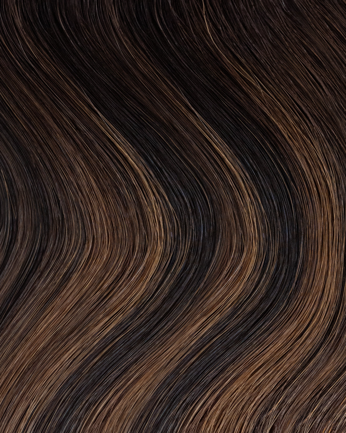 one-step hair extensions mocha balayage.