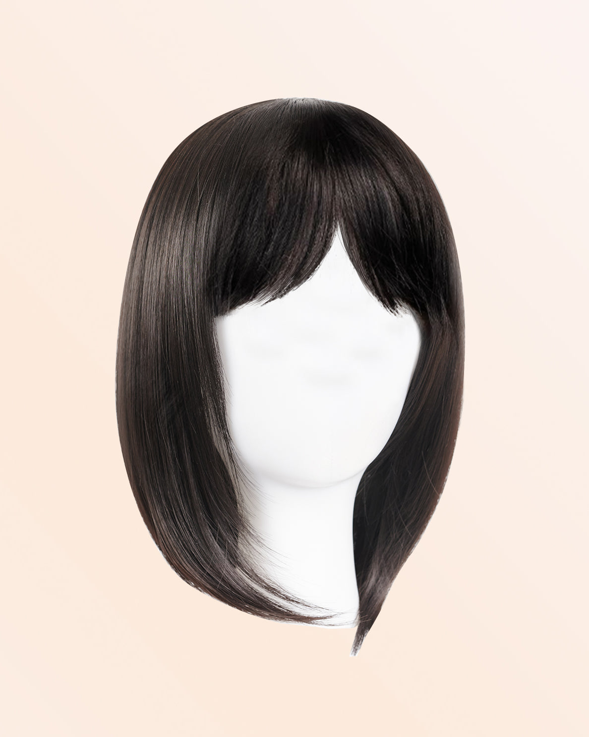 hair topper with bangs 12" dark brown.