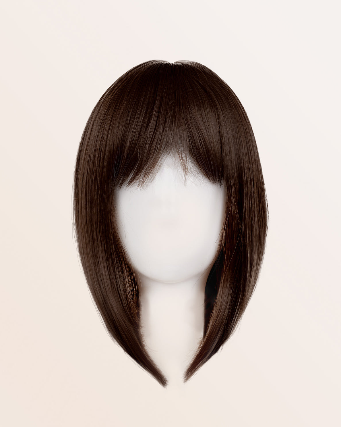 hair topper with bangs 12" chocolate brown.