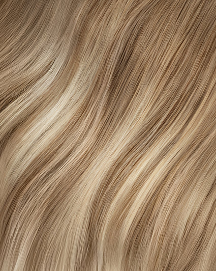 halo one-step hair extensions rooted blonde highlights.