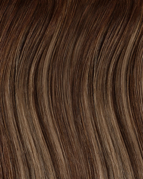 one-step hair extensions brown balayage.