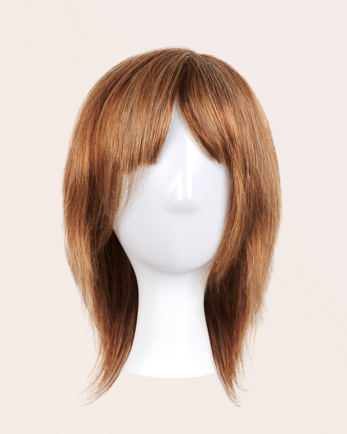 hair topper with bangs 12" light brown.