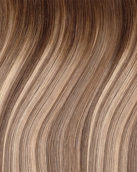 one-step hair extensions rooted beige highlights.