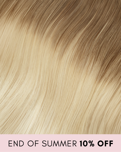 clip-in hair extensions shadow root white blonde.