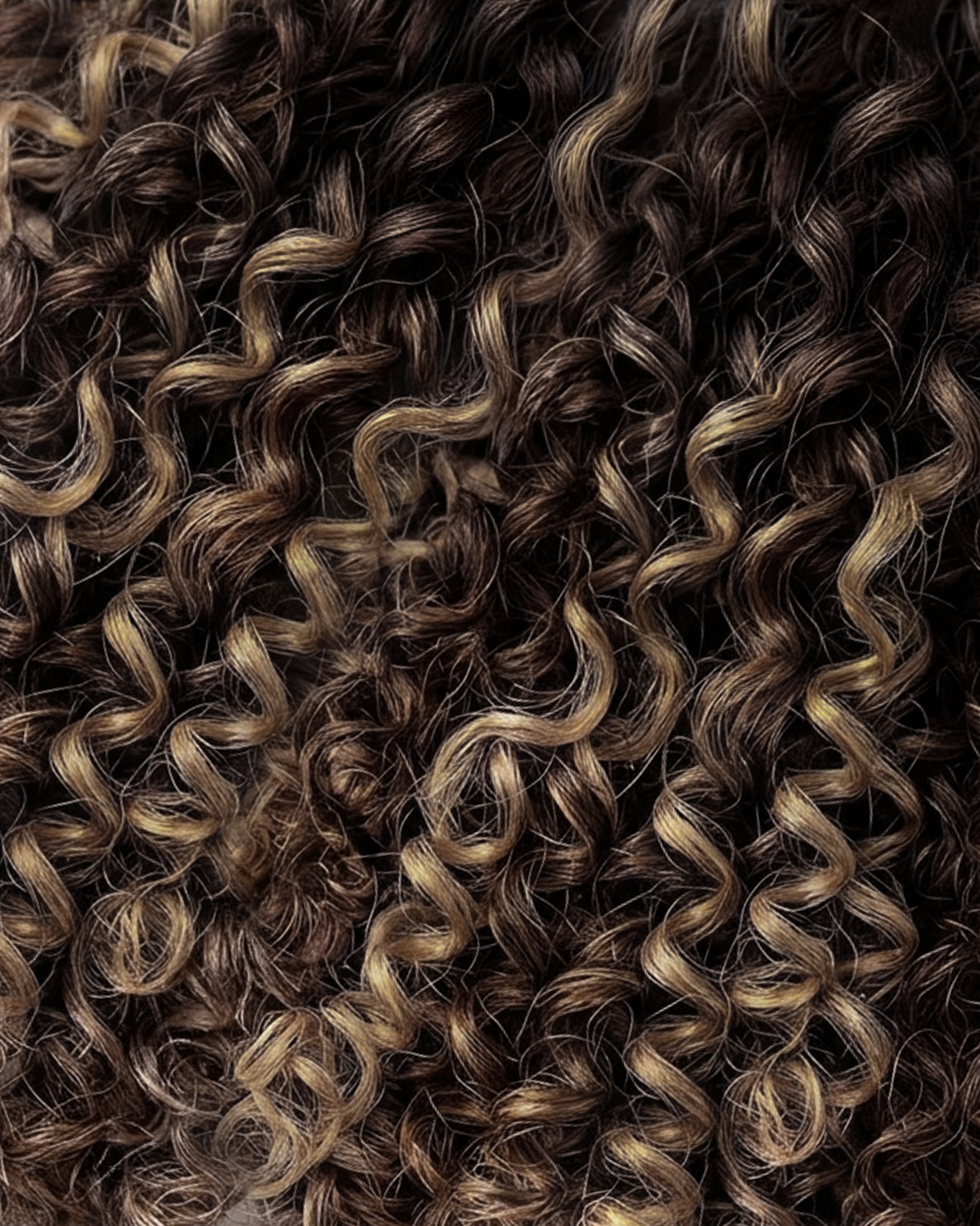 invisible curly (3A curls) clip-in hair extensions ash brown balayage.