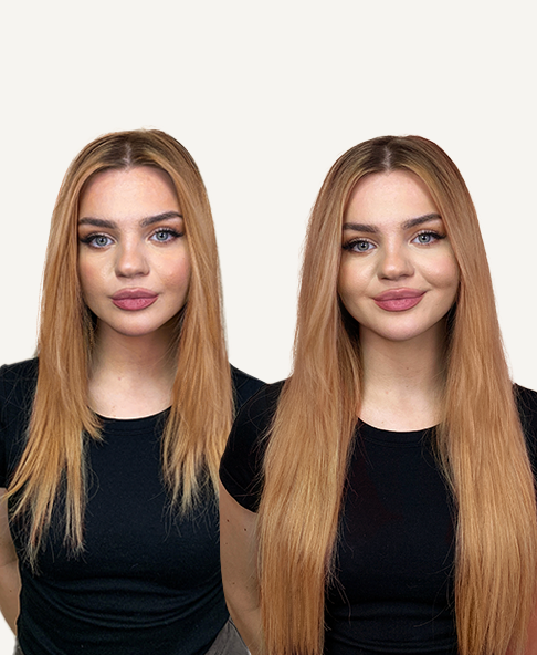 Invisible clip-in hair extensions #16 strawberry blonde.