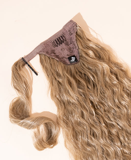 vegan fiber long wavy ponytail - ash blonde 26".