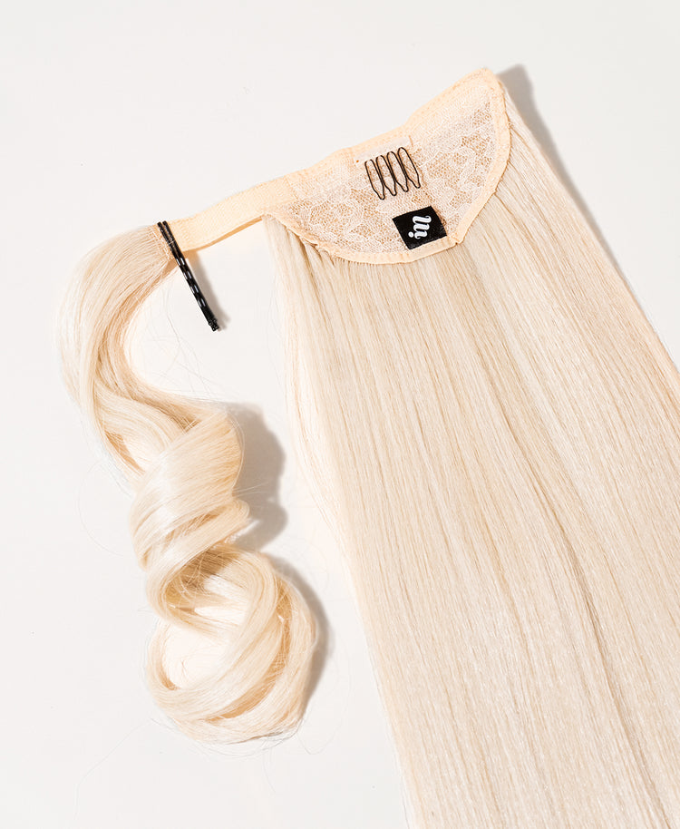 vegan fiber long straight ponytail - platinum blonde 26".