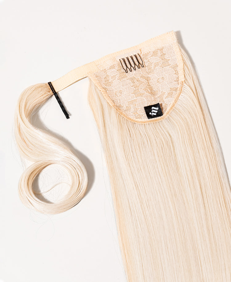 flipped ends ponytail - platinum blonde 17".