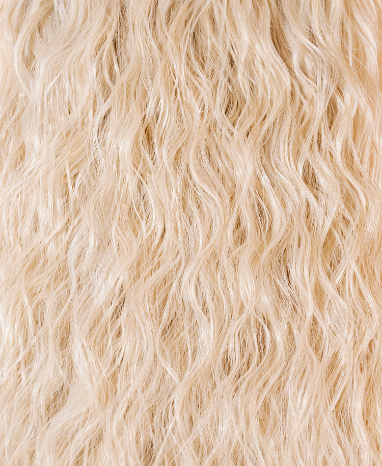 vegan fiber long wavy ponytail - platinum blonde 26".