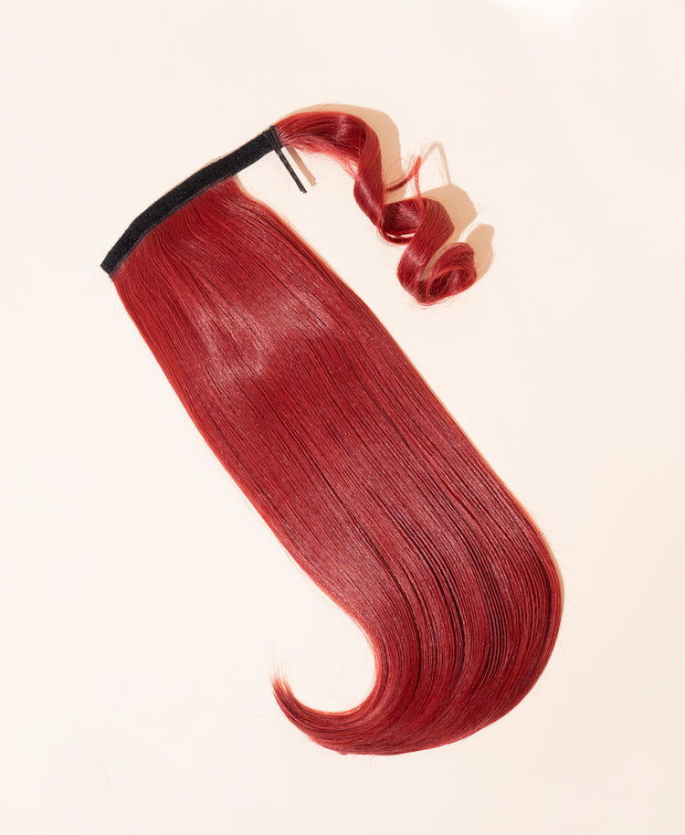 vegan fiber flipped ends ponytail - ruby 17".