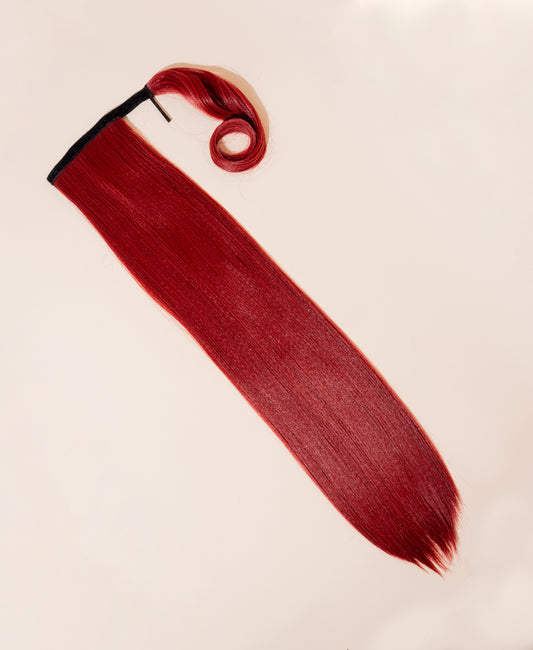 vegan fiber long straight ponytail - ruby 26".