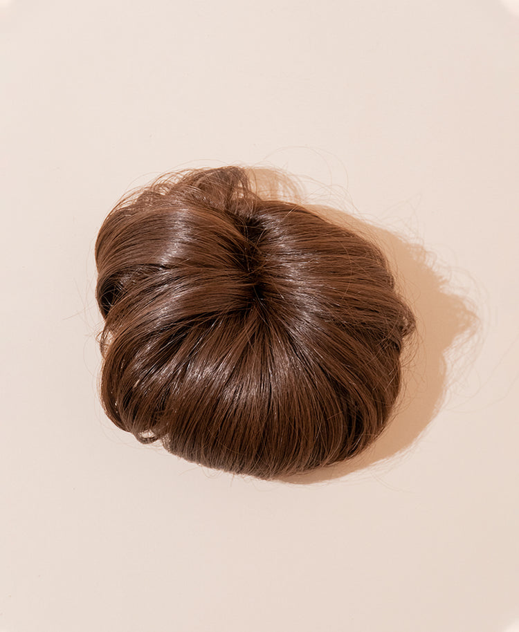 messy bun - chocolate brown.