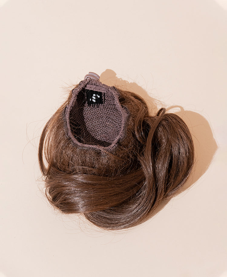 messy bun - chocolate brown.