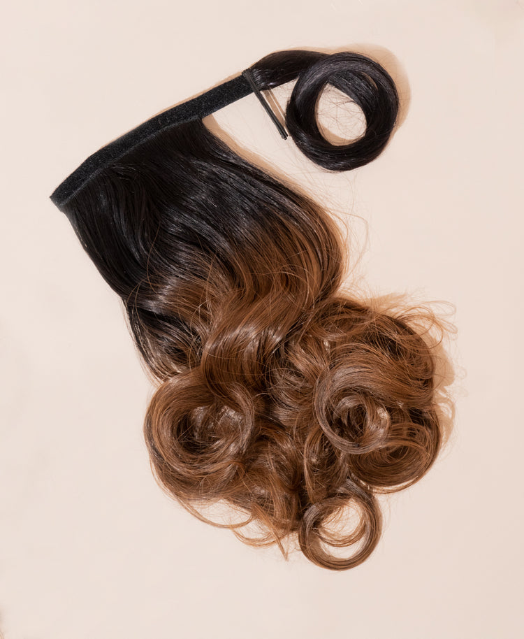 vegan fiber bouncy ponytail - ombre brown 18".