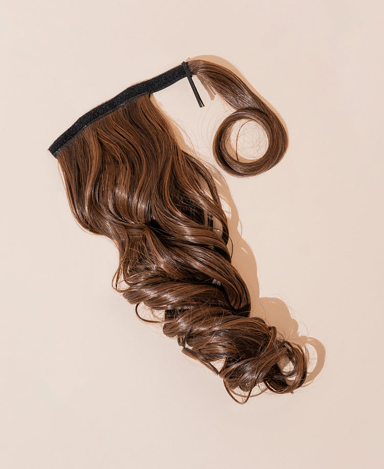 vegan fiber bouncy ponytail - brown highlights 18".