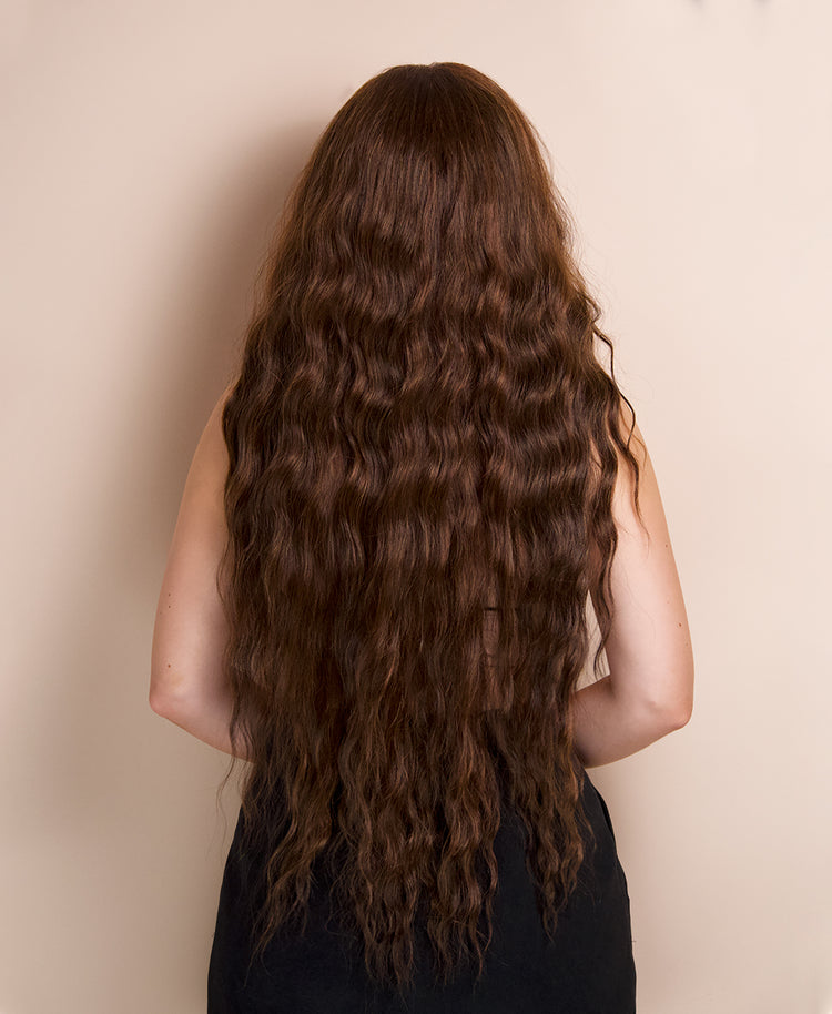 vegan fiber mermaid waves wig 32" caramel balayage.