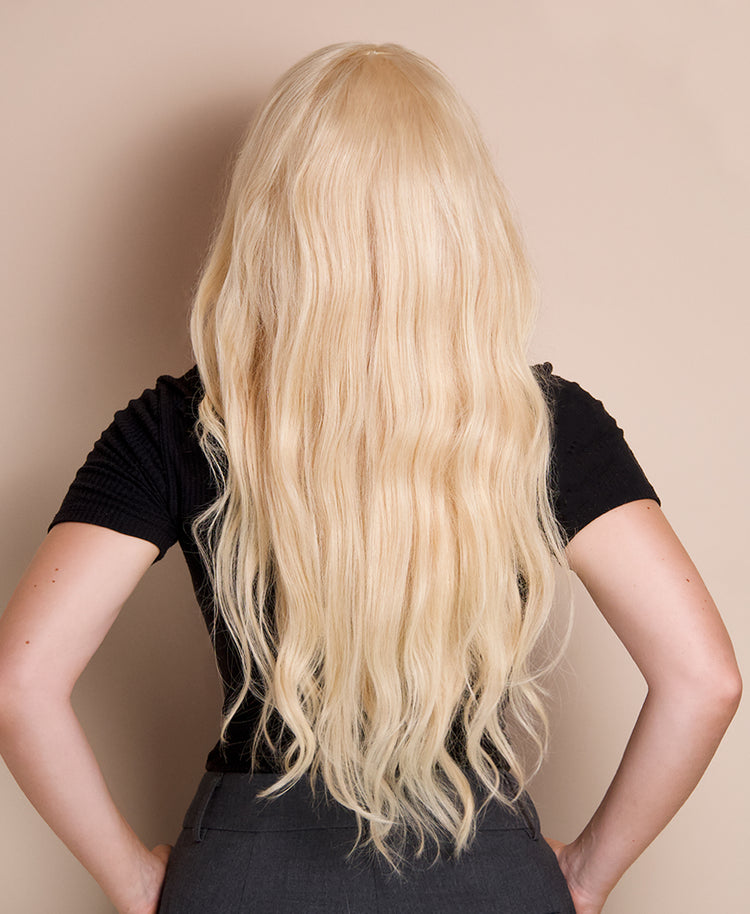 front lace human wig - 20" platinum blonde.
