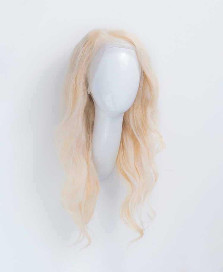 front lace human wig - 20" platinum blonde.