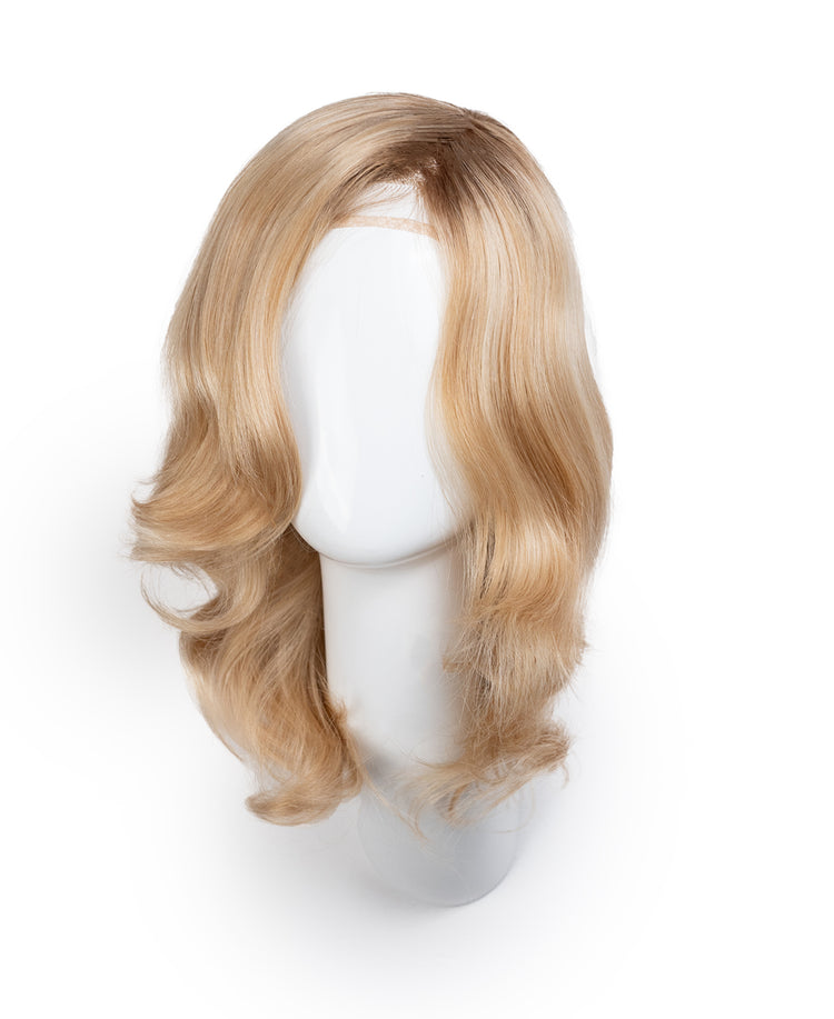 front lace human wig - 14" ash blonde.