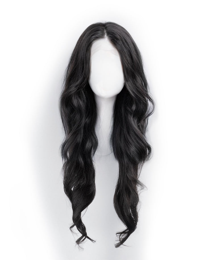 front lace human wig - 24" natural black.