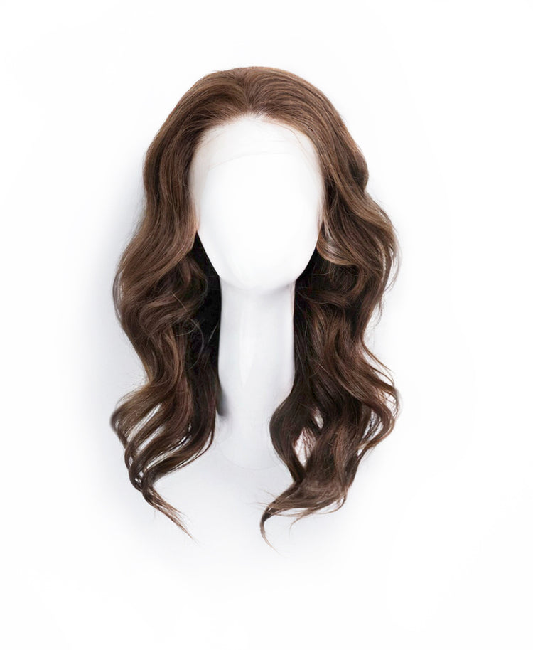 front lace human wig - 14" medium brown.