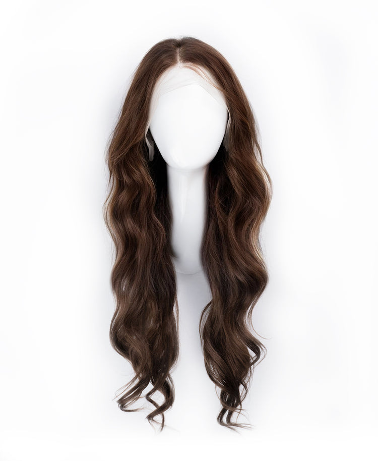 front lace human wig - 24" medium brown.