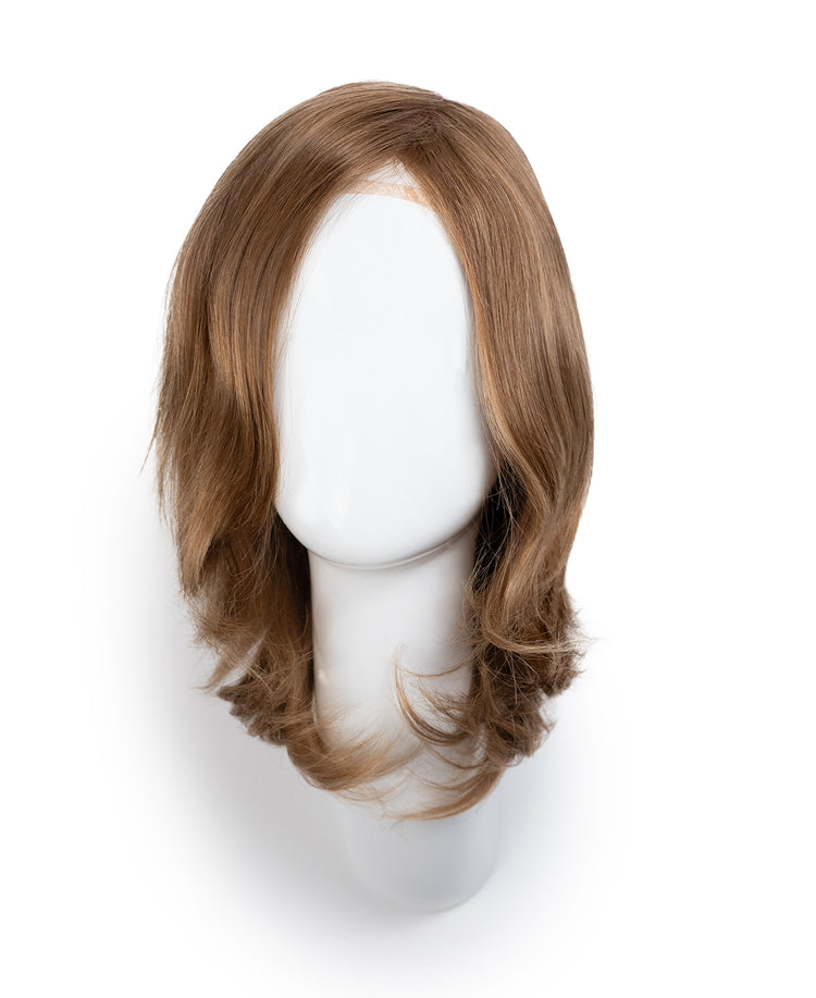 front lace human wig - 20" medium brown.