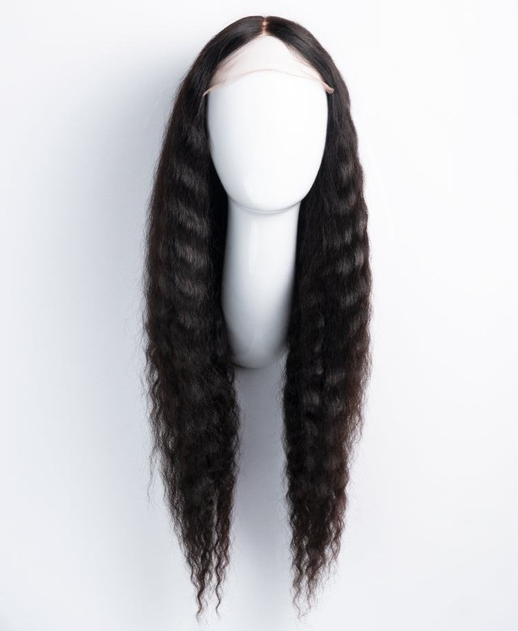 Wavy Human Wig - 22” Natural Black.