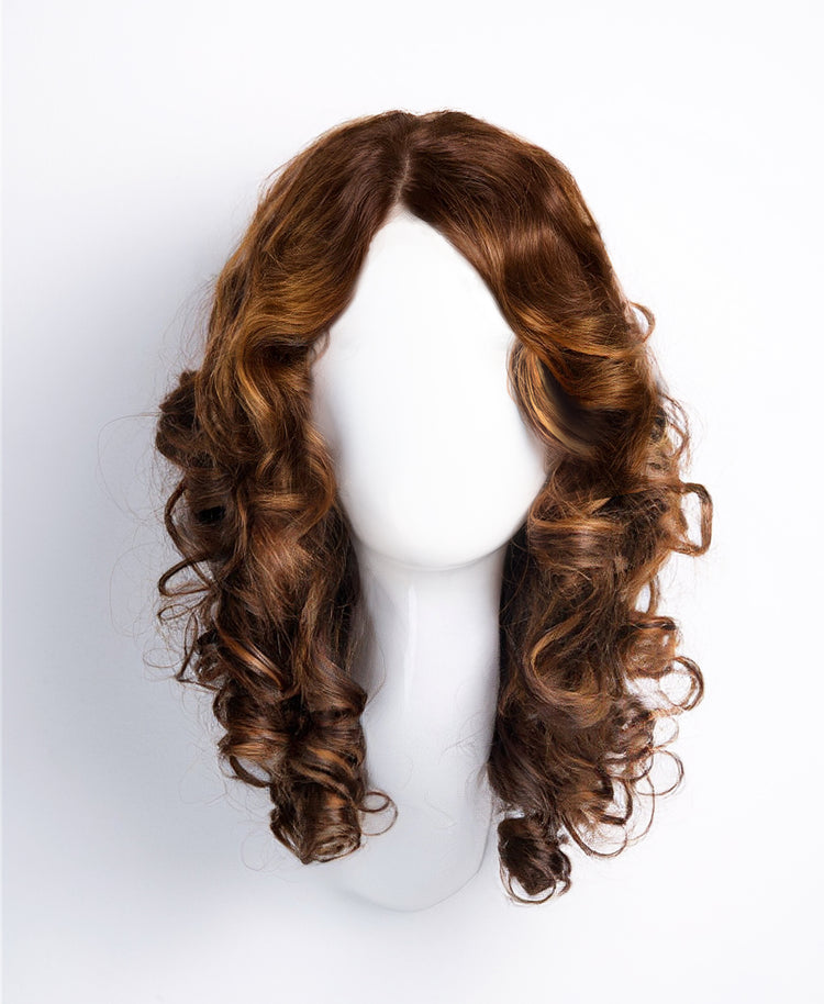 curly human wig - 14” caramel balayage.