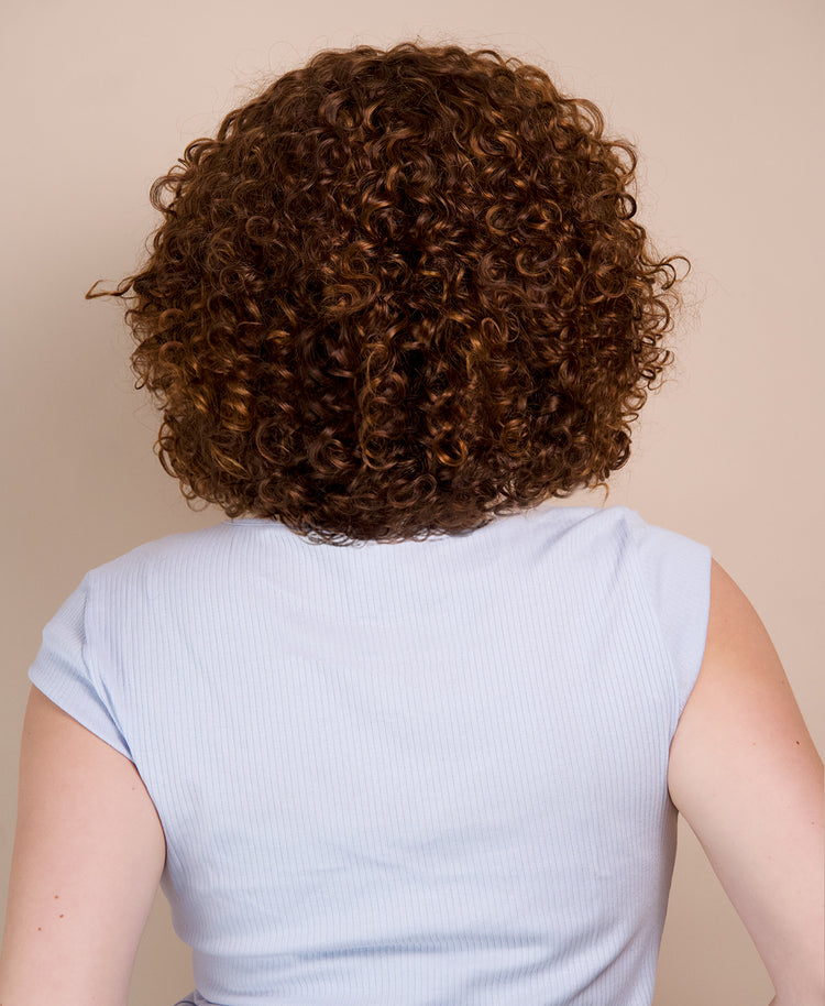 Curly Human Wig - 10” Caramel Balayage.