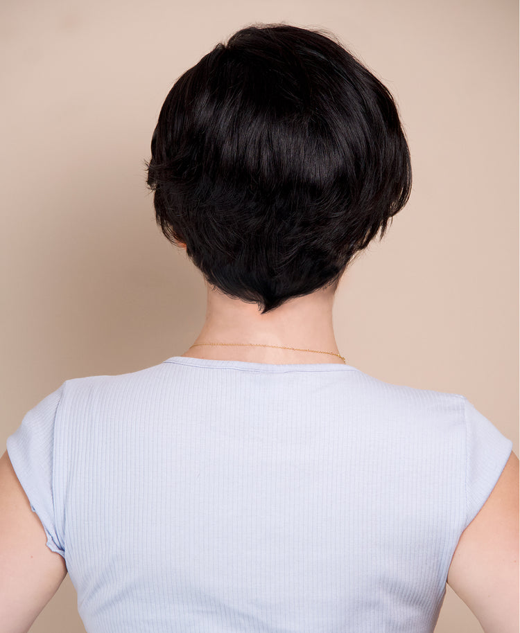 Short Wedge Human Wig - 6” Natural Black.