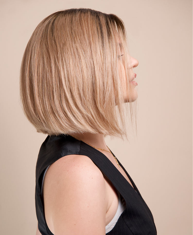 Bob Human Wig - 10” Rooted Ash Blonde.