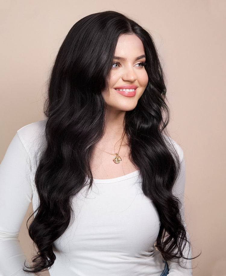 front lace human wig - 24" natural black.