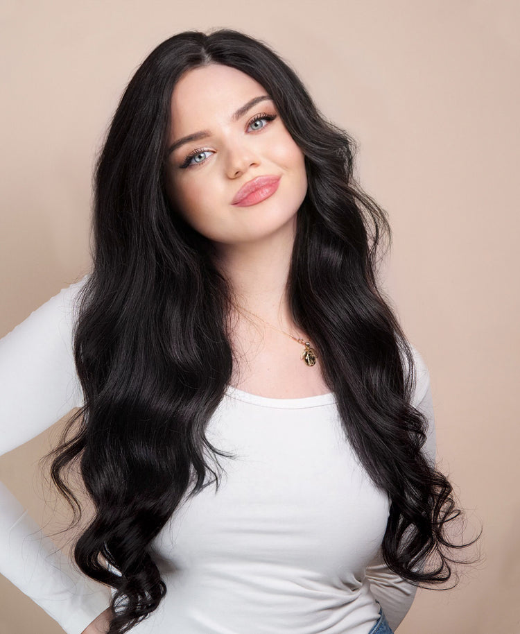 front lace human wig - 24" natural black.