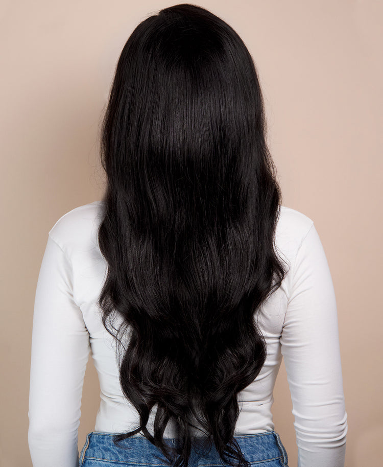 front lace human wig - 24" natural black.