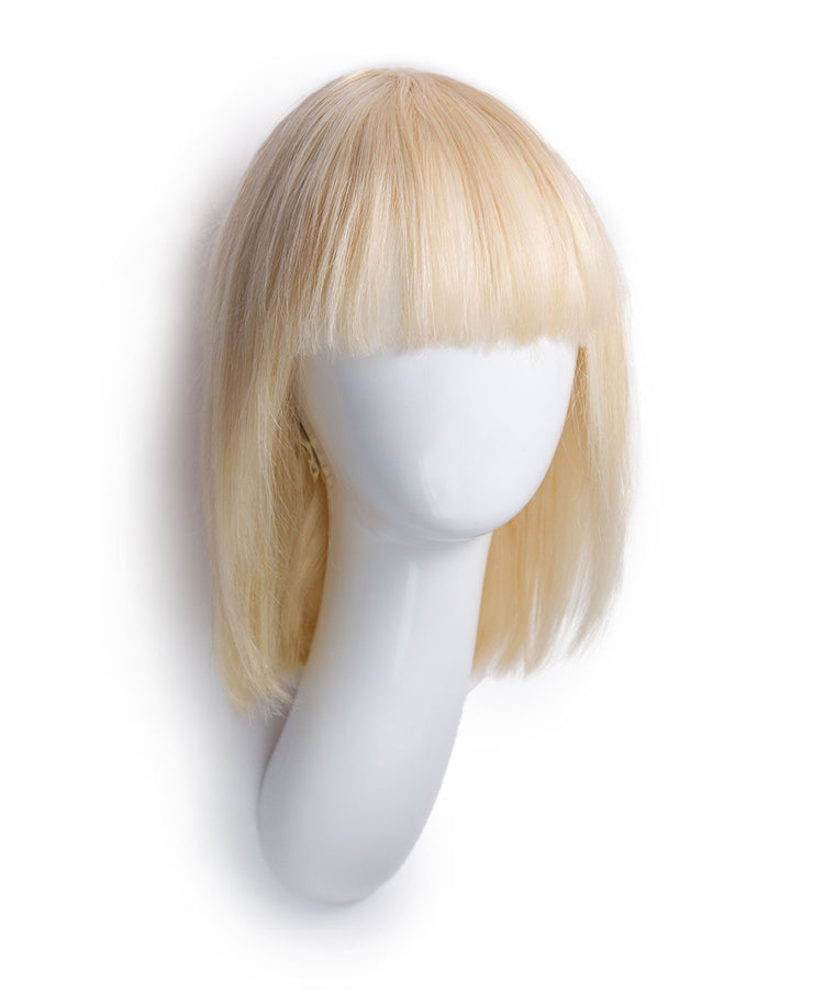 bob wig with fringe - 10" platinum blonde.