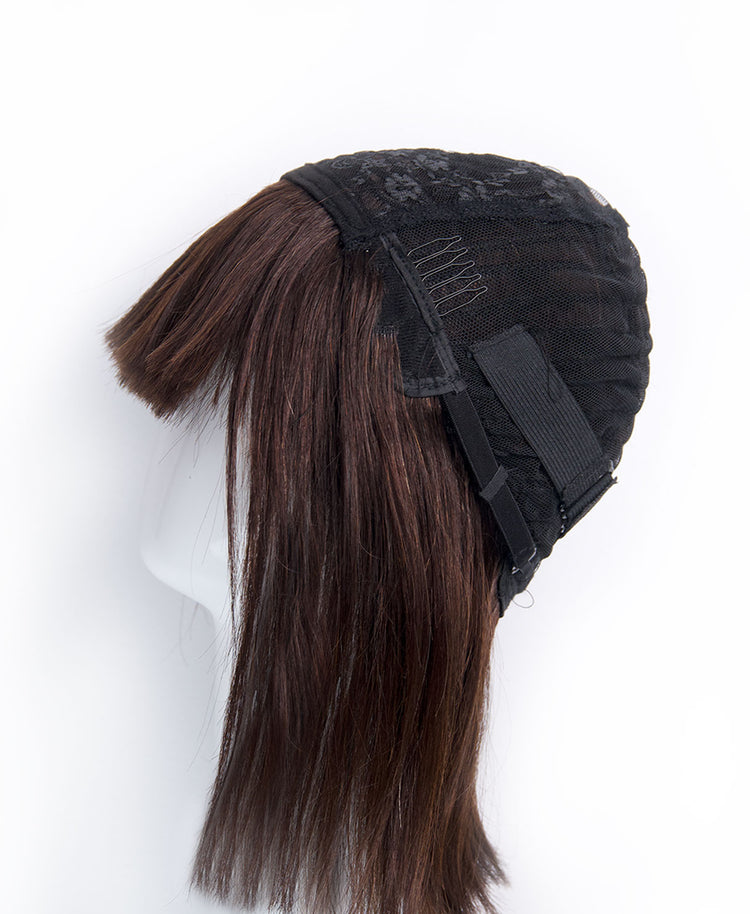 bob wig with fringe - 10" natural black.