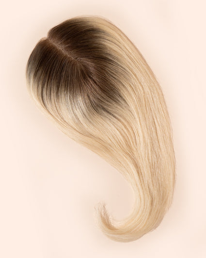 premium hair topper 14" rooted light blonde.