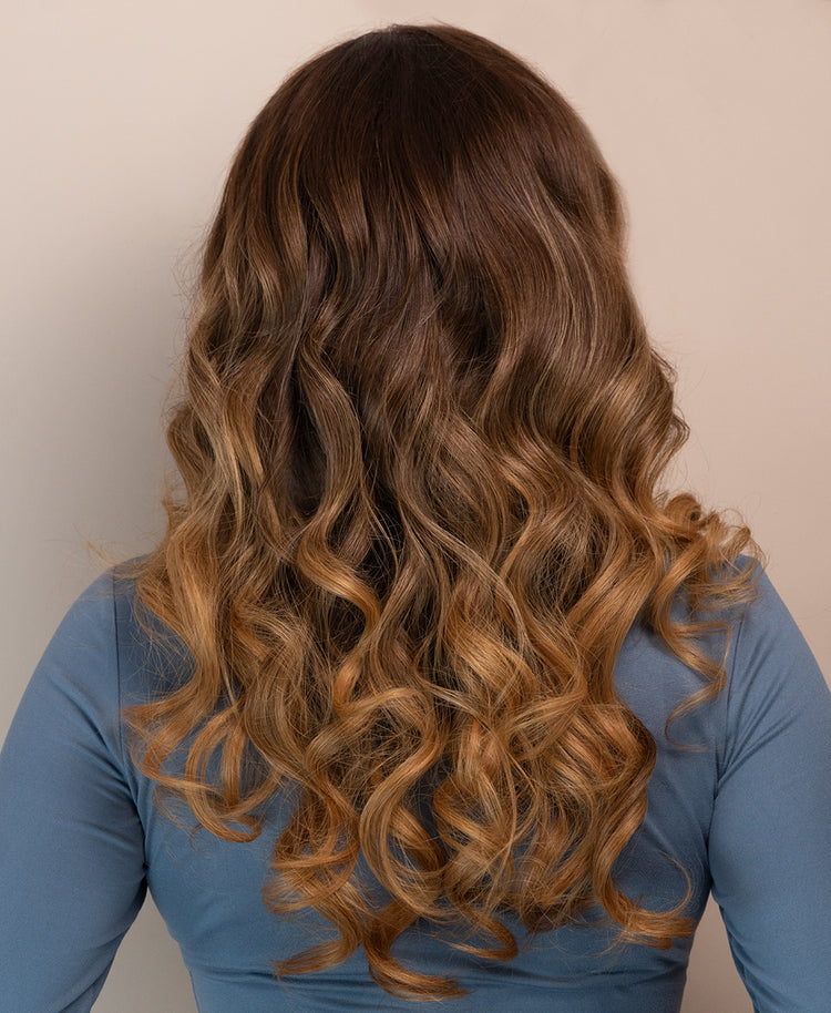 front lace human wig - 20" chestnut bronde balayage.