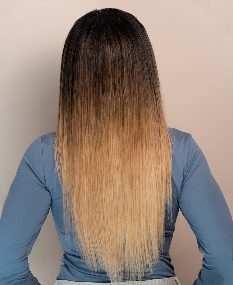 front lace human wig - 20" blonde ombre.