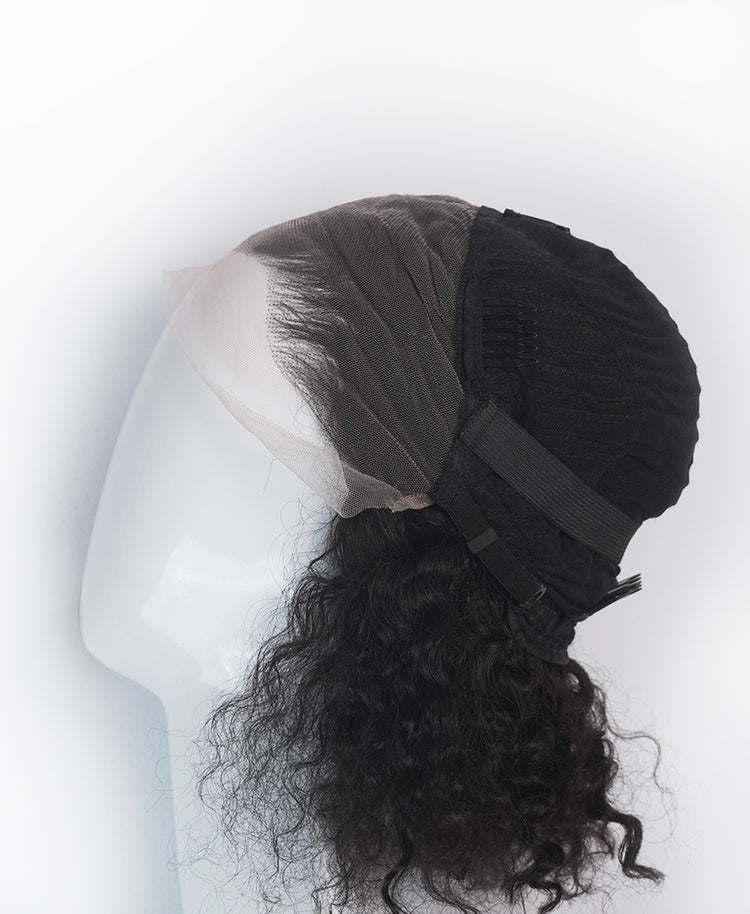 front lace human wig - 10" 3A curly natural black.