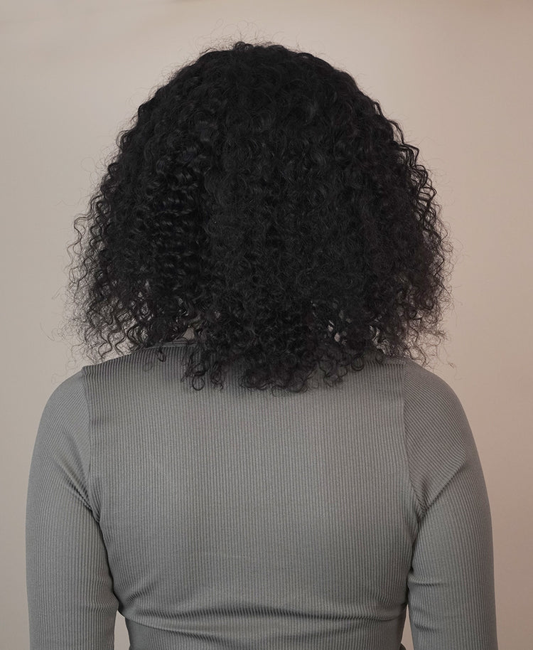 front lace human wig - 12" 3A curly natural black.