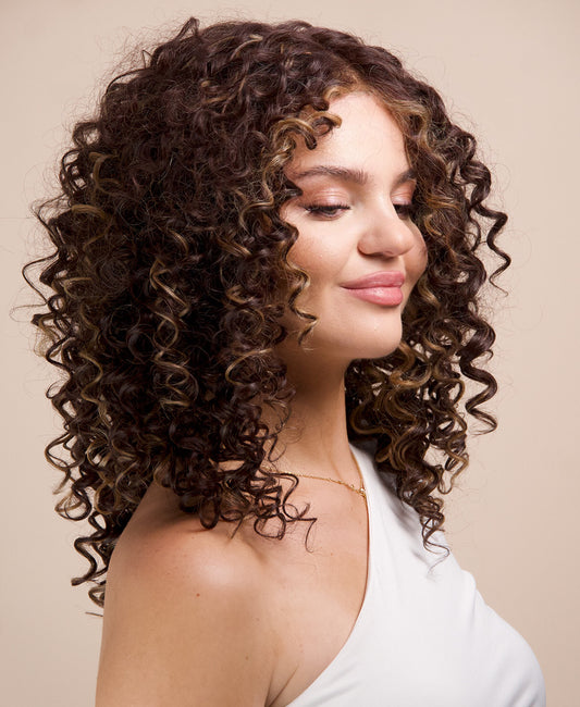 vegan fiber curly balayage wig 16".