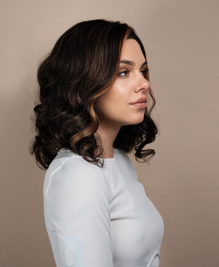front lace human wig - 14" light brown.