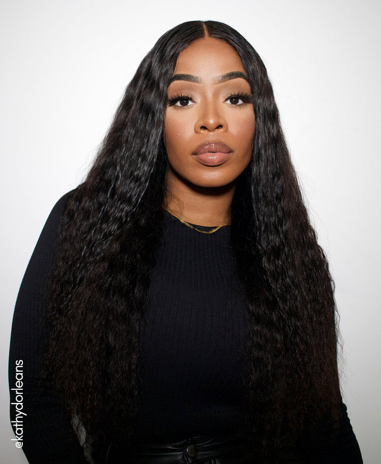 wavy human wig - 22” natural black.