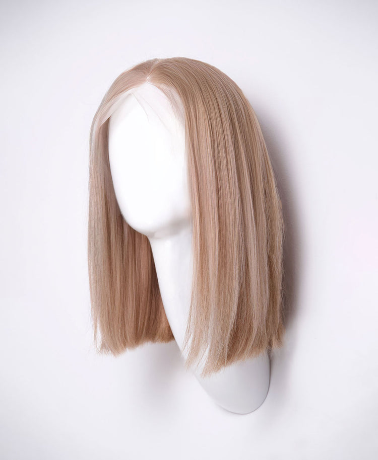 long bob human wig - 12" ash blonde.