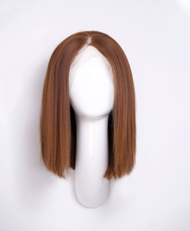 long bob human wig - 12" medium brown.